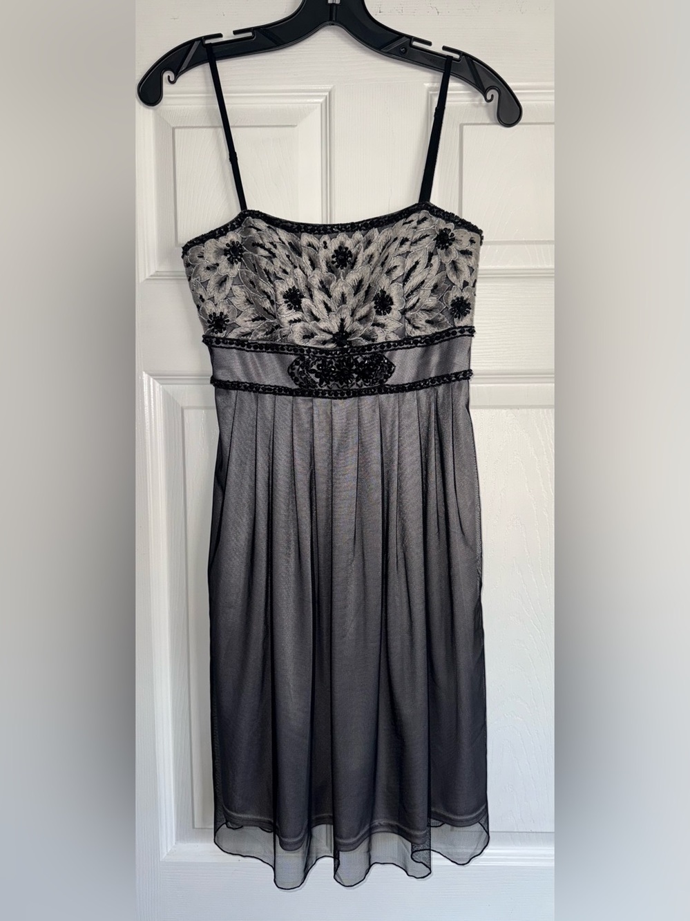 STUDIOS W SUE WONG Beaded Floral Art Deco Romantic Chiffon Babydoll Slip Dress 2